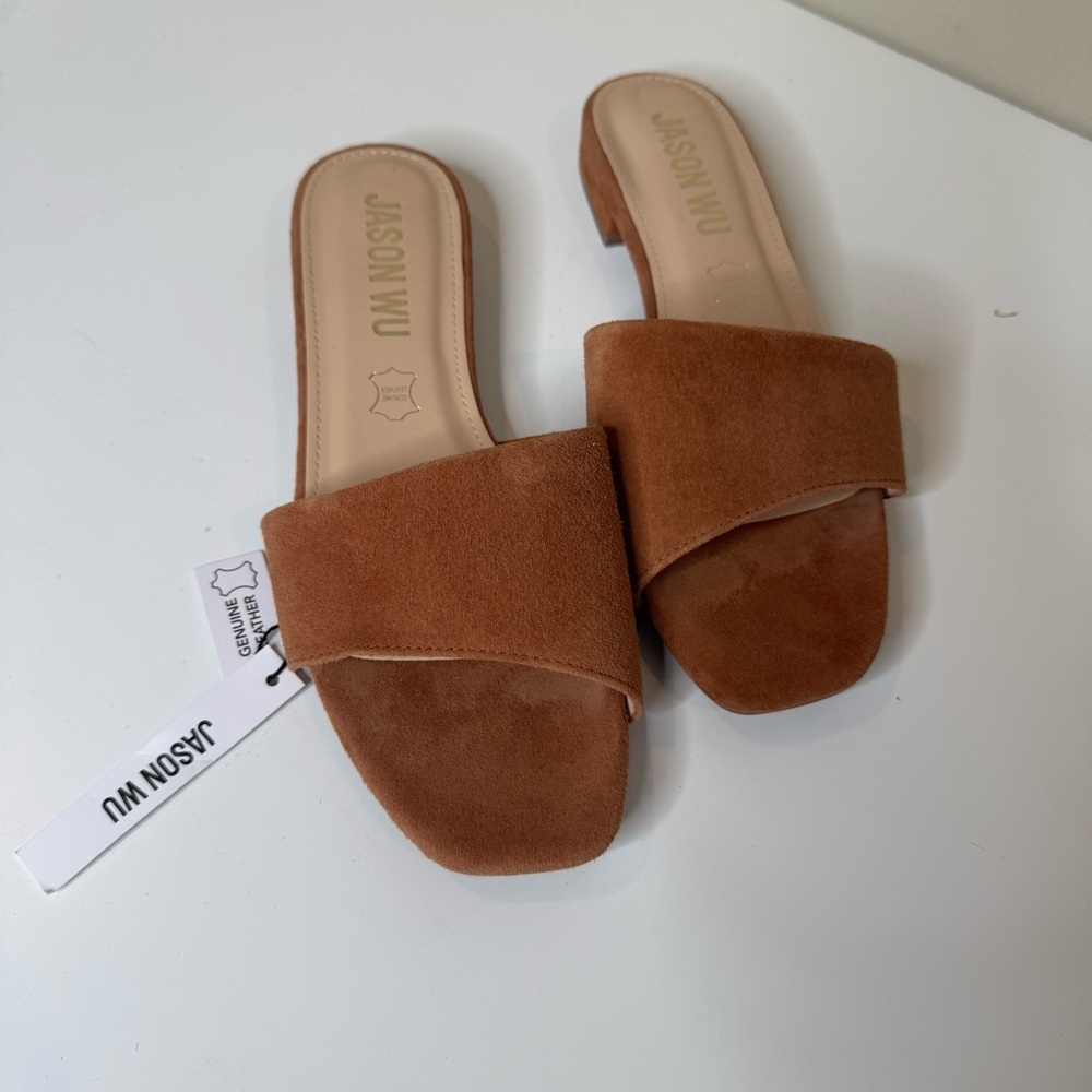 Jason Wu NWT tan suede slide sandals size 8 - Picture 2 of 8